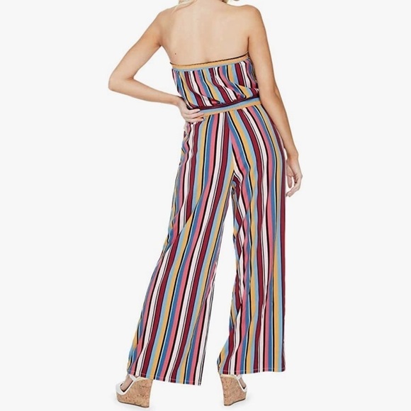 GUESS Women's rainbow stripes bohemian Strapless Jumpsuit wide leg womens XS - Picture 7 of 10
